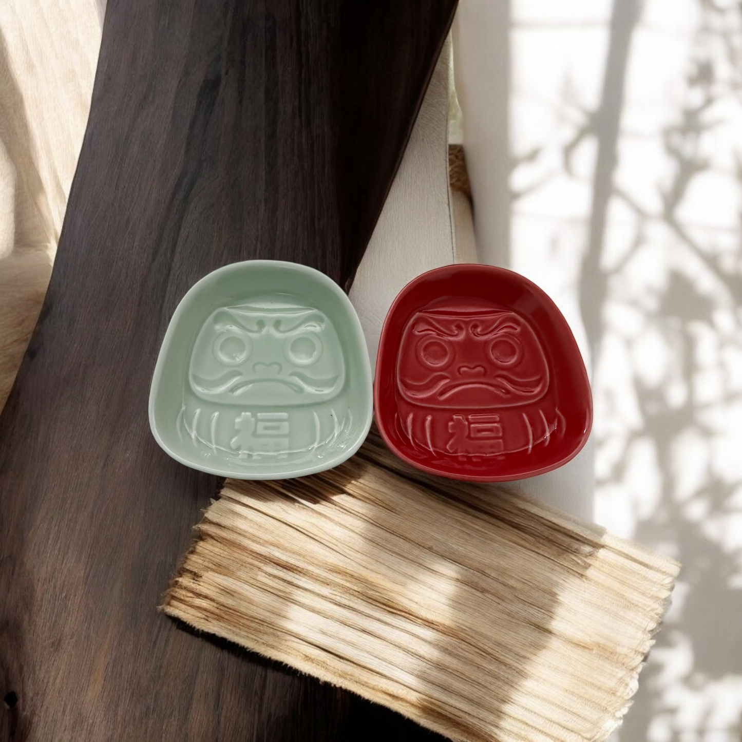 Japanese Daruma Sauce Plate (Work - red) - Koki Gifts and Homeware