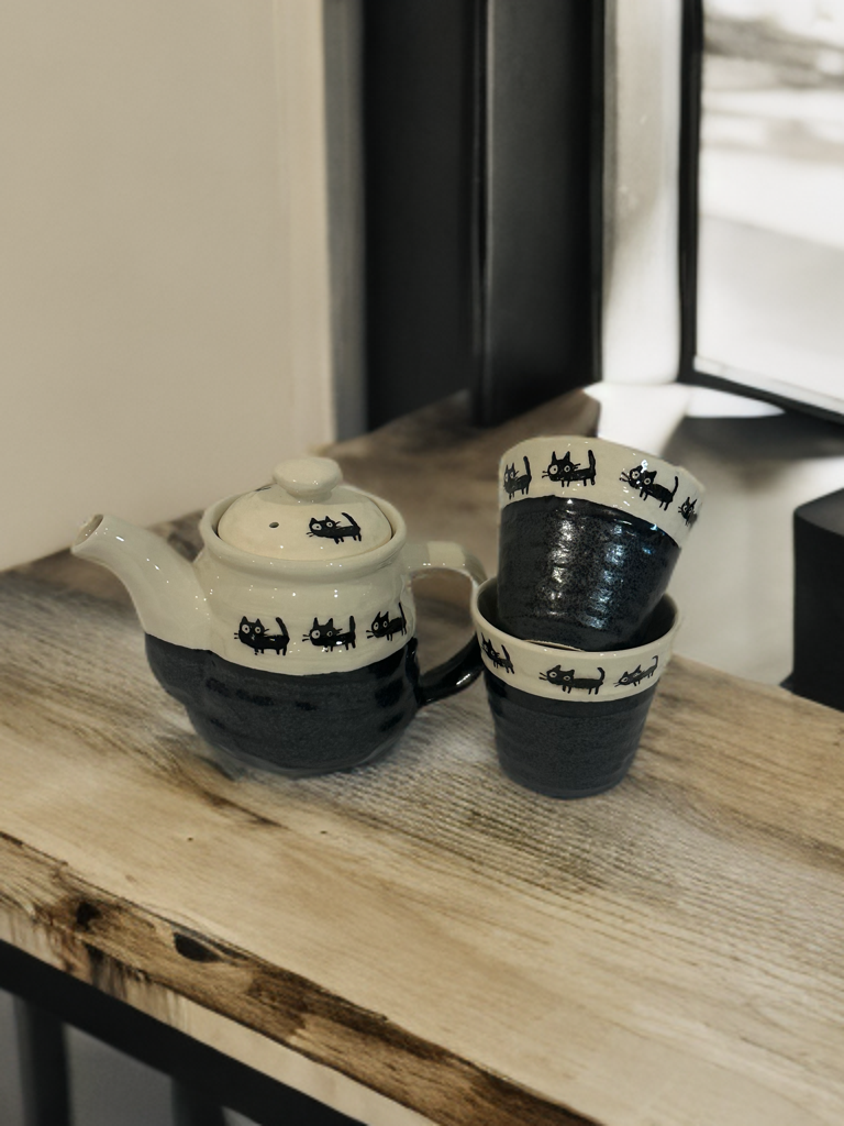 πΎ Black Cat Parade Cup (Black) β Made in Japan - Koki Gifts and Homeware