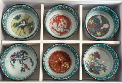 Kutaniyaki set of 6 Sake Cup 九谷焼 酒器セット - Koki Gifts and Homeware
