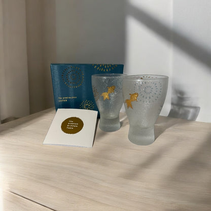 Aderia Nippon Taste Sake Glass Pair Set (Gold Fish) - Koki Gifts and Homeware