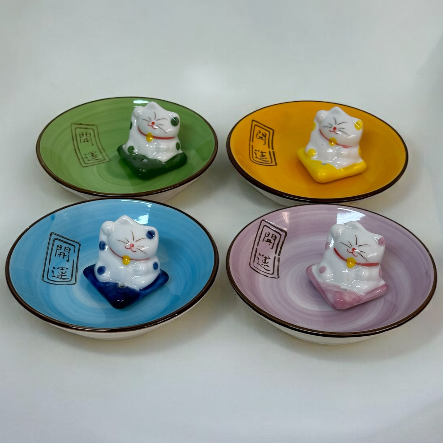 Lucky Cat incense stick holder (Blue) - Koki Gifts and Homeware