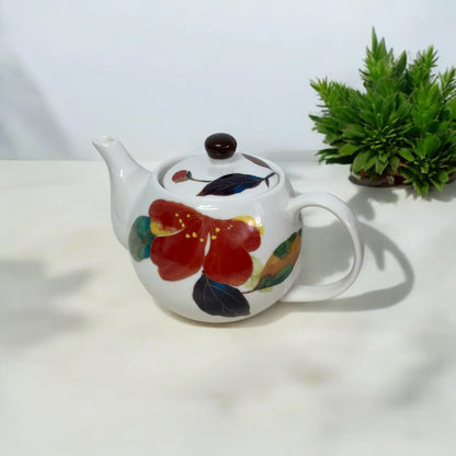 Set of 6 Japanese Mino Yaki Tea Pot Set (Red Multi Flora) - Koki Gifts and Homeware