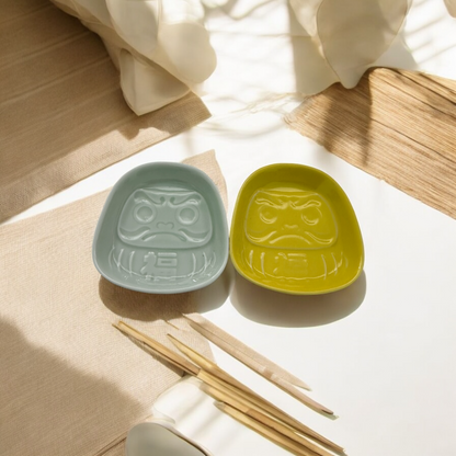 Japanese Daruma Sauce Plate (Ability - light green) - Koki Gifts and Homeware