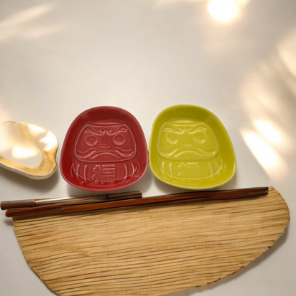 Japanese Daruma Sauce Plate (Work - red) - Koki Gifts and Homeware