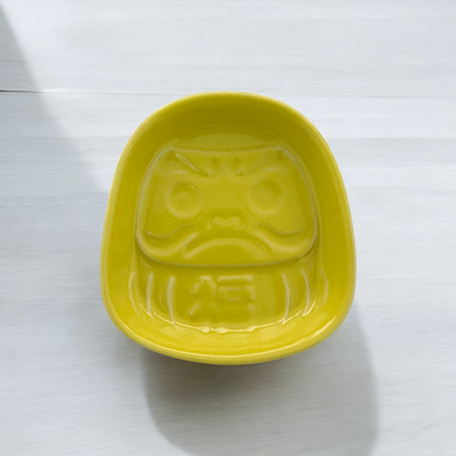 Japanese Daruma Sauce Plate (Wealth - Yellow) - Koki Gifts and Homeware