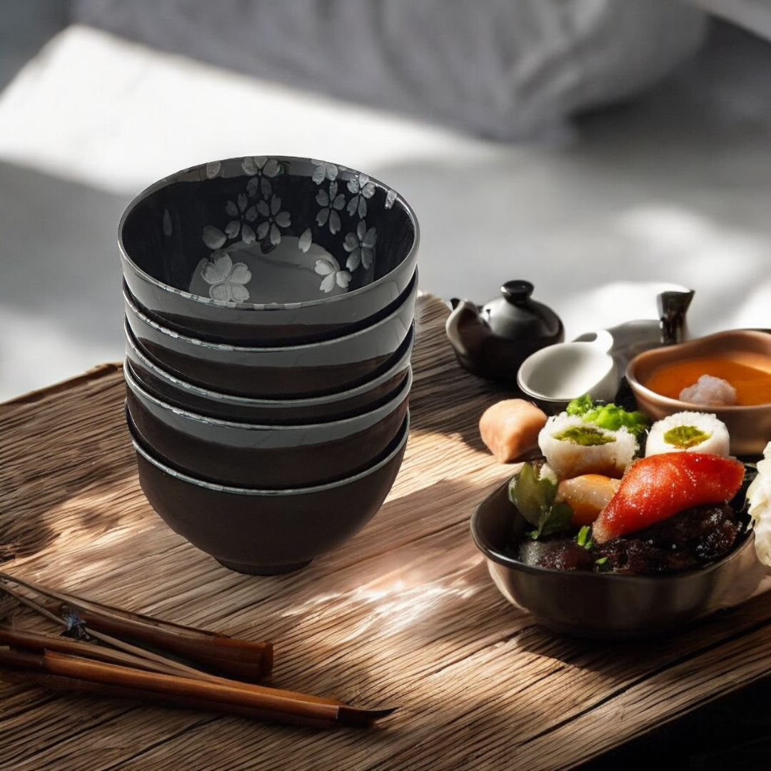 Silver colored cherry blossom Japanese okonomiyaki bowl - Koki Gifts and Homeware