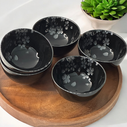 Silver colored cherry blossom Japanese okonomiyaki bowl - Koki Gifts and Homeware