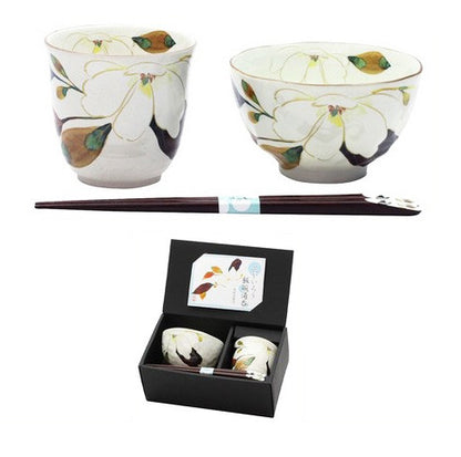 Flower Kairo Japanese Rice Bowl/ Tea Cup Gift Set - Koki Gifts and Homeware
