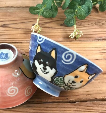 Shiba Dog Minoware Japanese Rice Bowl (Blue) - Koki Gifts and Homeware