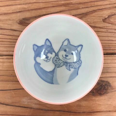 Shiba Dog Mino ware Japanese Rice Bowl Medium (Pink) - Koki Gifts and Homeware