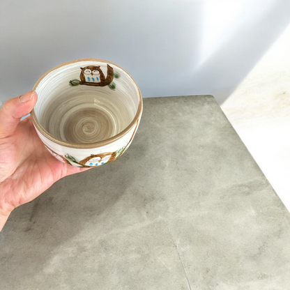 Fukufukuro Lucky Owl Matcha Bowl - Koki Gifts and Homeware