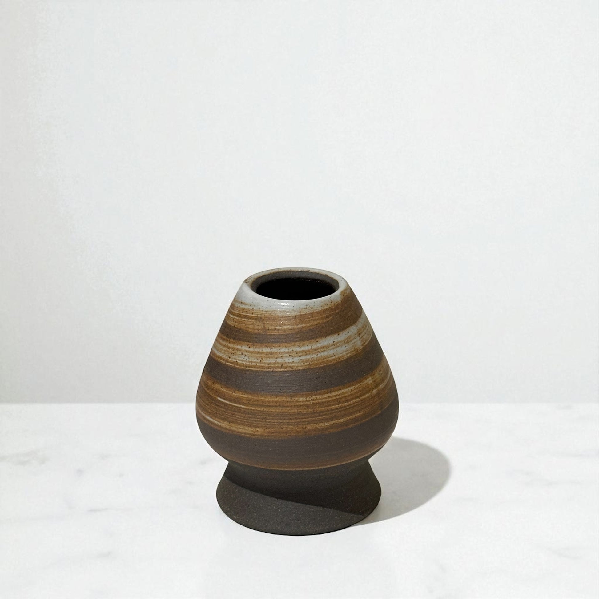 Ceramic Matcha Whisk Stand - Earthy Brown Stripes 茶筅立て - Koki Gifts and Homeware