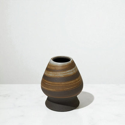 Ceramic Matcha Whisk Stand - Earthy Brown Stripes 茶筅立て - Koki Gifts and Homeware