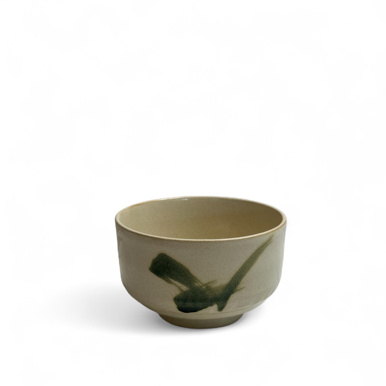 White & Green Brush Stroke Matcha Bowl (Chawan) - Koki Gifts and Homeware