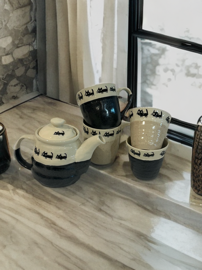 Black Cat Parade Mug (Nature Nude)– Made in Japan - Koki Gifts and Homeware