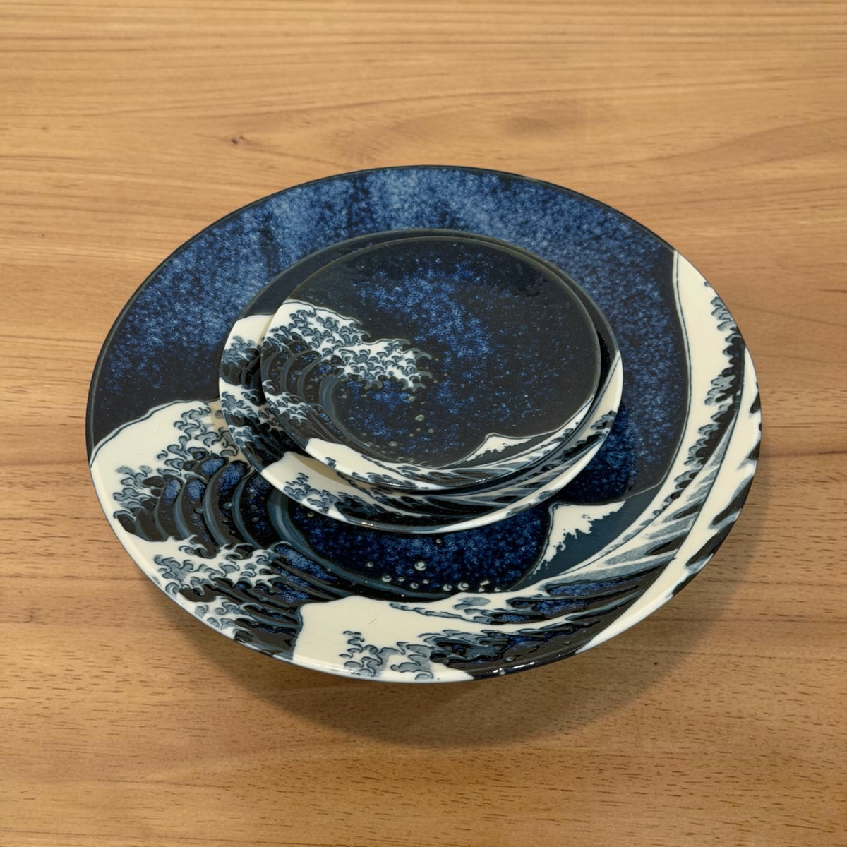 Great Wave Japanese Porcelain Soy Sauce Dish – Blue | 10cm - Koki Gifts and Homeware