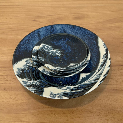 Great Wave Japanese Porcelain Soy Sauce Dish – Blue | 10cm - Koki Gifts and Homeware