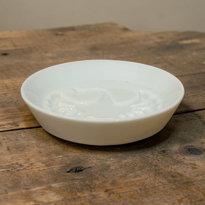 Japanese Porcelain Soy Sauce Dish – Crane/ Fish | 8.1cm - Koki Gifts and Homeware